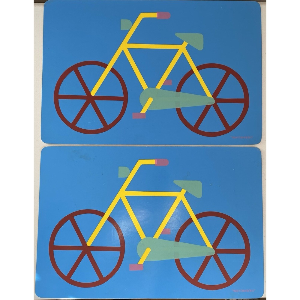 Marimekko Vintage 2 Vinyl Colorful‎ Bicycle Placemats Casual Easy to Clean Art